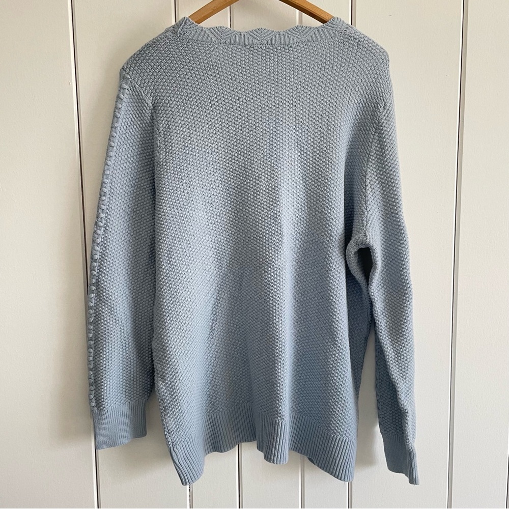 $10 SALE Textured Knit Pullover Sweater Women XL Pastel Blue LOFT - Picture 2 of 6